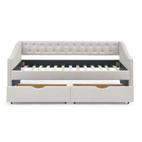 Twin Size Daybed with Drawers Upholstered Tufted Sofa Bed