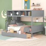 Twin over Full Bunk Bed with Storage Gray